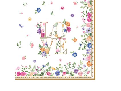 Papírové ubrousky 33 x 22 cm - Kvetoucí láska - 20 ks v balení