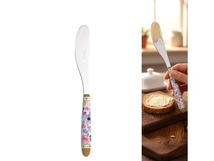 Nůž na máslo s porcelánovou úchytkou - Kvetoucí láska