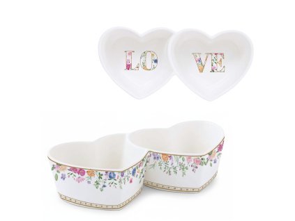 Miska dvě propojená srdce 20 x 9,5 cm - Easy Life - Kvetoucí láska