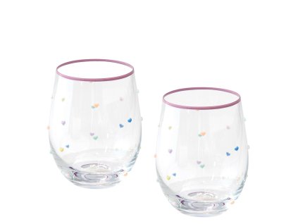Sklenice 500 ml - Easy Life - Barevná mini srdíčka - sada 2 ks