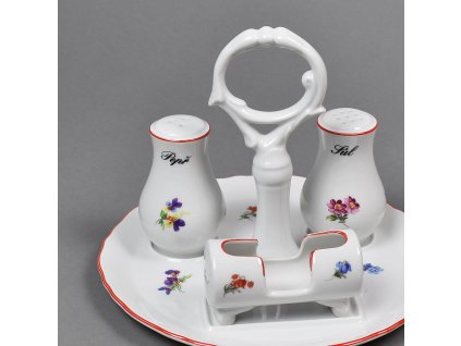 Stolní dochucovací souprava Rokoko rakouská házenka s červenou linkou