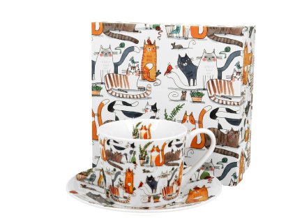 Šálek s podšálkem 200 ml - Líné kočky