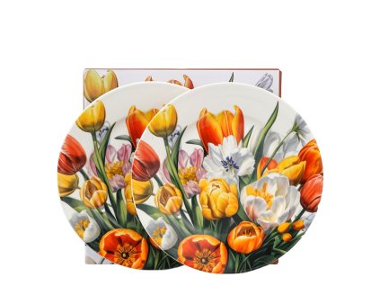 Talíř dezertní 19 cm - Tulipány - sada 2 ks