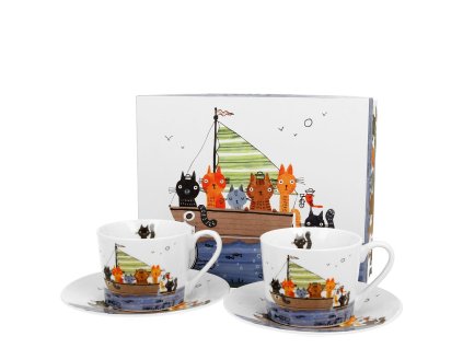 Šálek s podšálkem 200 ml - Kočičí posádka - sada 2 ks