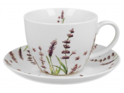DG - Porcelánový šálek s podšálkem CLASSIC LAVENDER v dárkové krabičce - 470 ml
