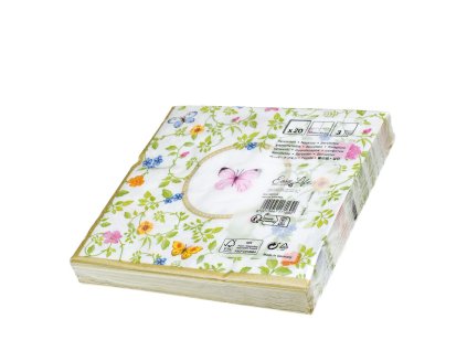 Papírové ubrousky 33 x 22 cm - Tančící motýli - 20 ks v balení