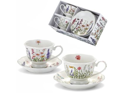 Šálek s podšálkem 180 ml - kvetoucí louka - sada 2 ks