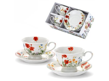 Šálek s podšálkem 180 ml - vlčí máky - sada 2 ks