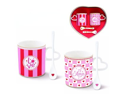 Hrnek 320 ml s uchem ve tvaru srdce - Malá srdíčka - sada 2 ks