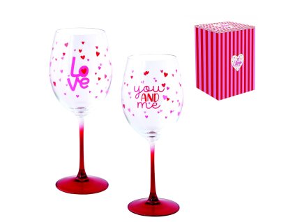 Sklenice na víno 500 ml - Easy Life - Malá srdíčka - sada 2 ks