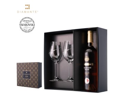 Set na láhev 700 ml + 2 x sklenice Silhouette 360 ml DIAMANTE® luxusní balení