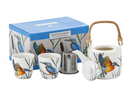 Čajová sada Konvička se sítkem 600 ml šálky 2 x 150 ml Ledňáček říční
