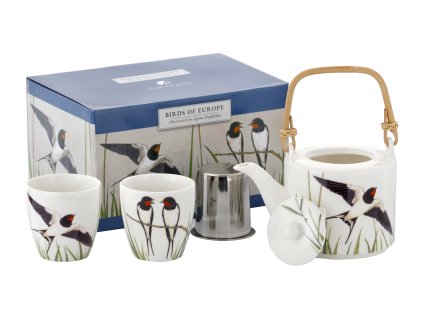 Čajová sada Konvička se sítkem 600 ml šálky 2 x 150 ml Vlaštovka obecná