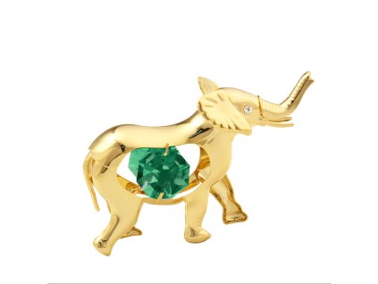 Slon 7 × 4 cm zelené křišťály gold