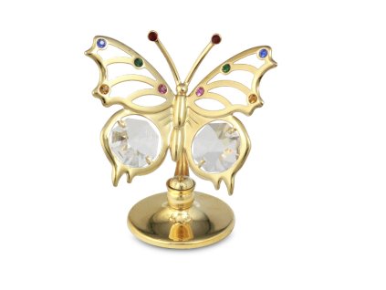 Motýl 5,6 × 4 cm barevné křišťály gold