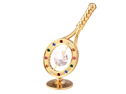 Tenisová raketa 6,5 × 9,5 cm barevné křišťály gold