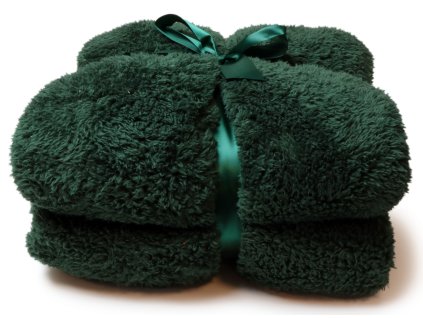 Unique Living - Heboučká deka Teddy tmavě zelená - 150 × 200 cm