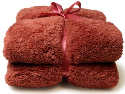 Unique Living - Heboučká deka Teddy cihlová červená - 150 × 200 cm