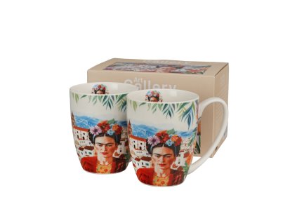 DP - Sada 2 ks hrnky 360 ml MEXICAN ART RED Frída Kahlo v dárkovém balení