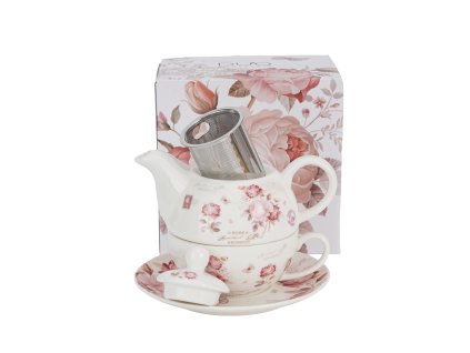 DP - Porcelánový šálek s konvičkou a podšálkem s kovovým sítkem SECESJA - 350 ml, 300 ml