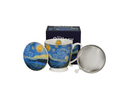 DP - Porcelánový hrnek se sítkem a víčkem STARRY NIGHT na stopce V. van Gogh - 510 ml