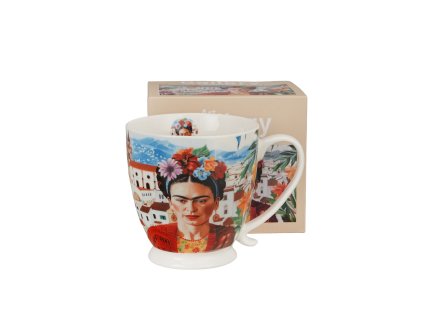 DP - Porcelánový hrnek Frída Kahlo na stopce MEXICAN ART RED - 510 ml