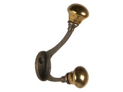 Clayre & Eef - Kovový háček 6Y4586GO 3*5*9 cm
