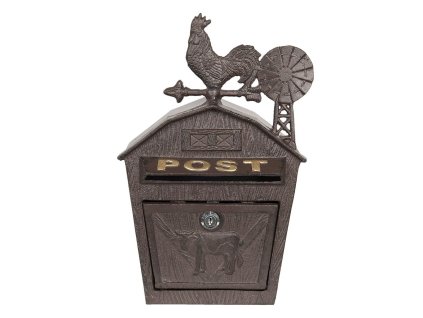 Clayre & Eef - Poštovní schránka s kohoutem - 24*9*38 cm