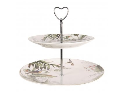 Dvoupatrový porcelánový etažér TROPICAL BIRDS