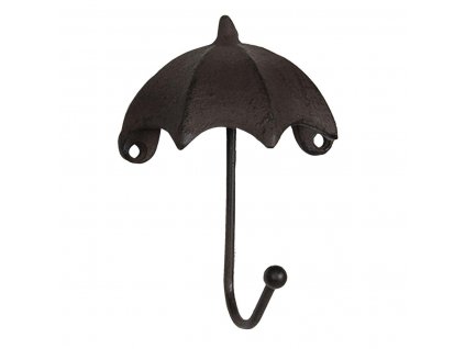Clayre & Eef - Kovový háček ve tvaru deštníku v hnědé barvě