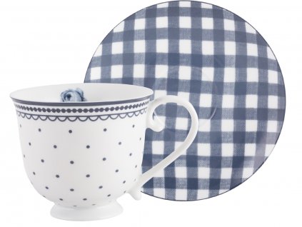 Creative Tops - Porcelánový hrnek s podšálkem Vintage Indigo od Katie Alice - /15*15*8,5 cm/