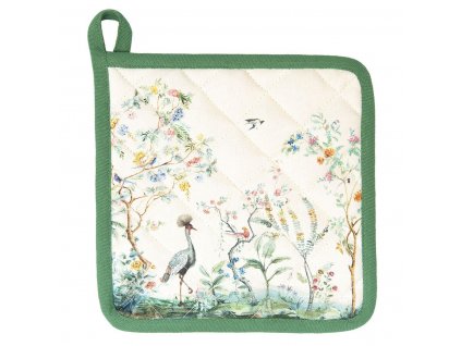 Clayre & Eef - Podložka pod hrnec nebo chňapka BIRDS IN PARADISE - 20*20 cm