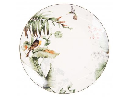 Clayre & Eef - Jídelní talíř TROPICAL BIRDS - Ø 26*2 cm