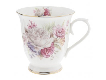 Clayre & Eef - Porcelánový hrníček v dekoru rozkvetlých květin - Ø 12*9*10 cm