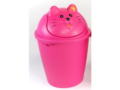 Dětský odpadkový koš  "KOČKA" v růžové barvě d26,8,v.40cm - 8 l