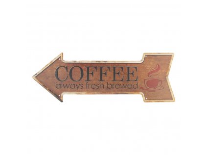 Clayre & Eef - Plechová cedule COFFEE ve tvaru šipky- 46*15 cm