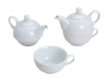 G.WURM - Bílá porcelánová čajová souprava pro jednoho - konvička 400 ml, šálek 200 ml