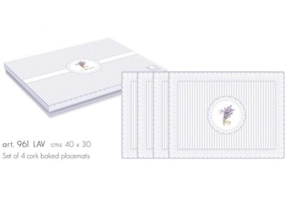 LAV0961 Sada 4ks korkových prostírek 40x30cm na stůl v boxu - LAVANDER /40 x 30cm/