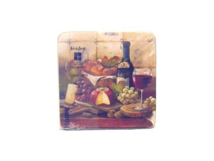 Korkové prostírání S/4ks RY-128 Zátiší ovoce,víno - malé /10,5*10,5 cm/