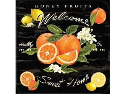 Korkové prostírání S/4ks MT-1678 HONEY FRUITS pomeranč, citrón - malé /10,5*10,5 cm/