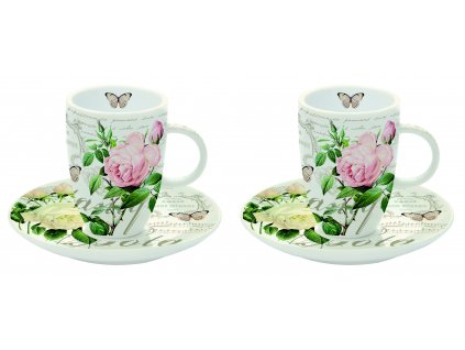 Easy Life - Sada porcelánových hrnků s podšálkem Jardin Botanique - 2*50 ml