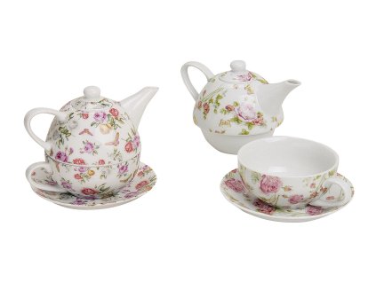 G.WURM - porcelánová čajová souprava pro jednoho ROSES - konvička 400 ml, šálek 200 ml