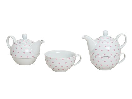 G.WURM - Porcelánová čajová souprava pro jednoho HEART (konvička 400 ml, šálek 200 ml)
