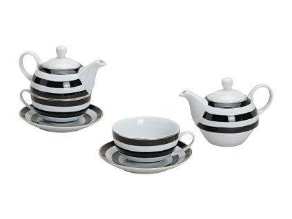 G.WURM - Porcelánová čajová souprava pro jednoho STRIPE (konvička 300 ml, šálek 200 ml)
