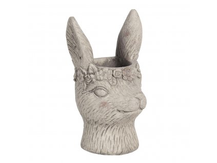 Clayre & Eef - Kameninový květináč RABBIT  menší  "králík ,, - 13*13*21 cm