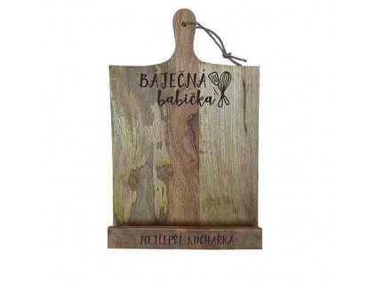 Bohemia Gifts - Dřevěný stojan na kuchařku 37 x 24 cm - báječná babička