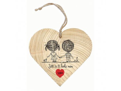 Bohemia Gifts Dřevěné srdce pro zamilované 12 cm - láska