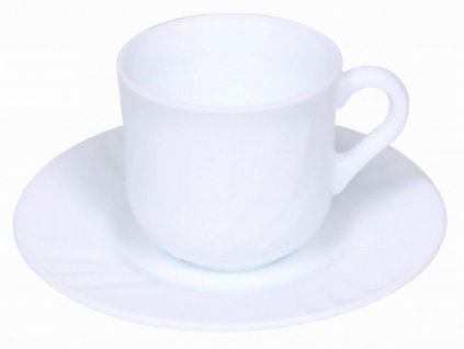 Šálek s podšálkem z opálového skla v bílé barvě - 250 ml
