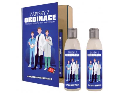 Dárkové balení -  zápisky z ordinace - kniha - sprchový gel 200 ml + vlasový šampon 200 ml