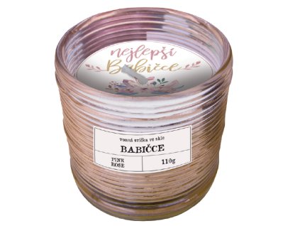 Vonná svíčka PINK ROSE ve skleničce - Nejlepší babičce - 110 g